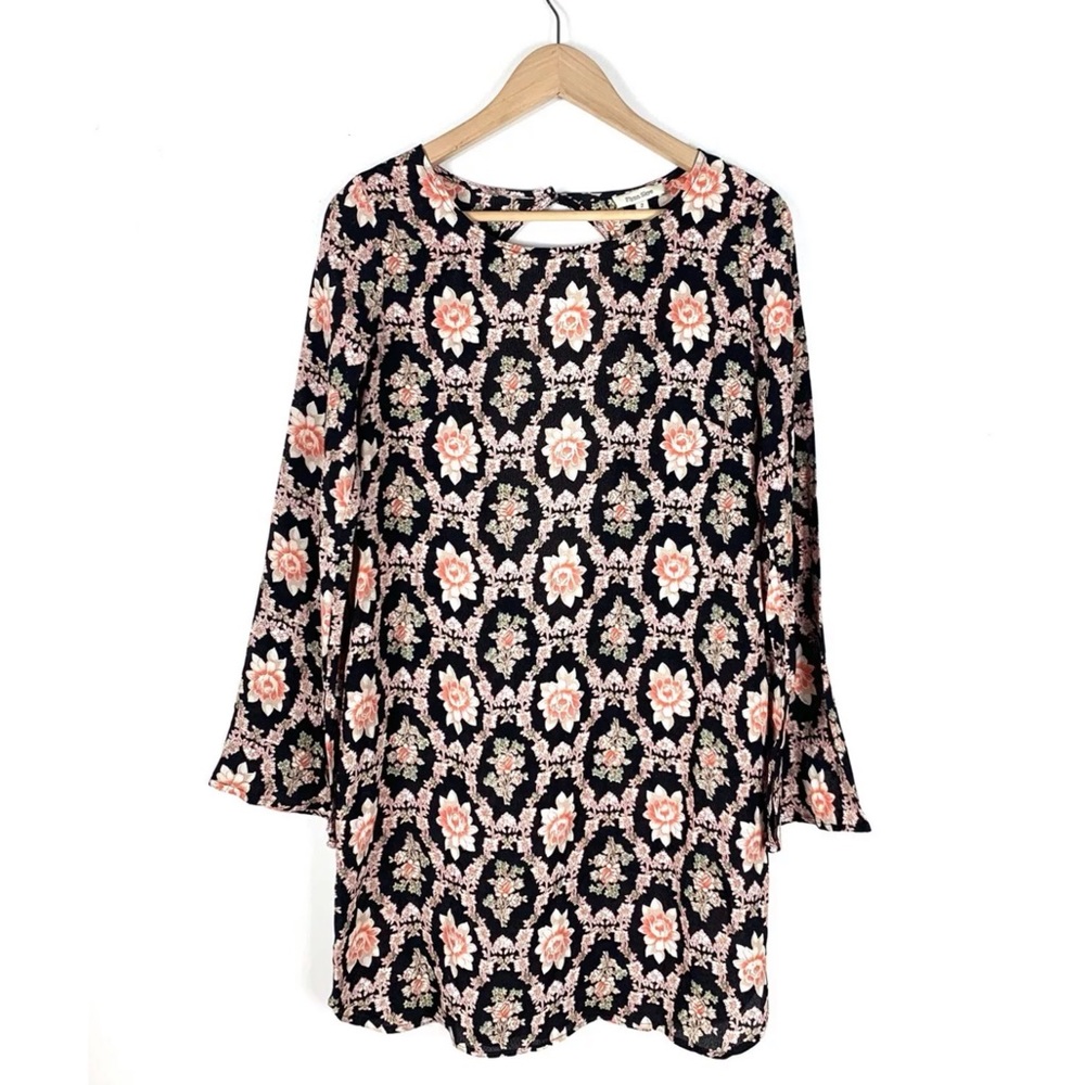Flynn Skye Dress Black Floral Size 2 Open Back